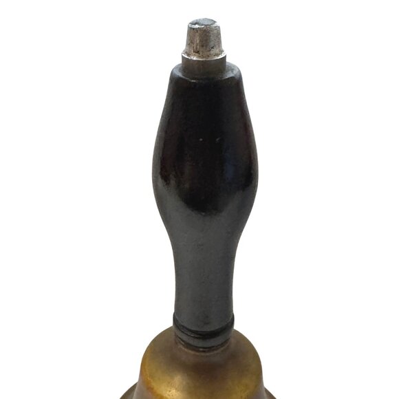 Vintage Brass Handheld Bell With Black Wooden Handle - Picture 3 of 5